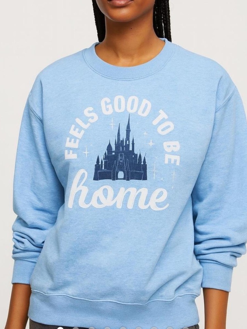 Disney Light Blue Crewneck Sweatshirt with Castle Graphic